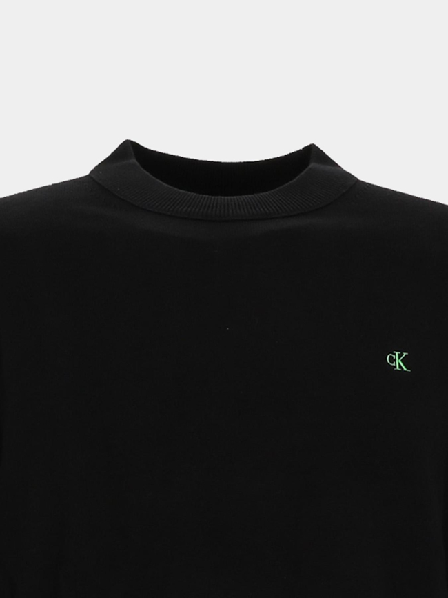 Pull à col rond en coton noir homme - Calvin Klein Jeans