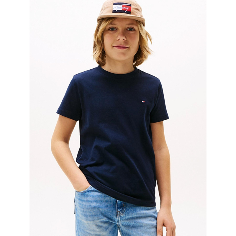 T-shirt en jersey à drapeau brodé bleu nuit garçon - Tommy Hilfiger