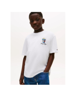 T-shirt texturé à motif au dos blanc garçon - Tommy Hilfiger