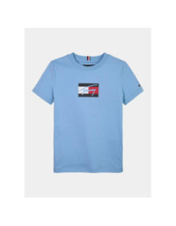 T-shirt à col ras-du-cou et logo signature bleu garçon - Tommy Hilfiger
