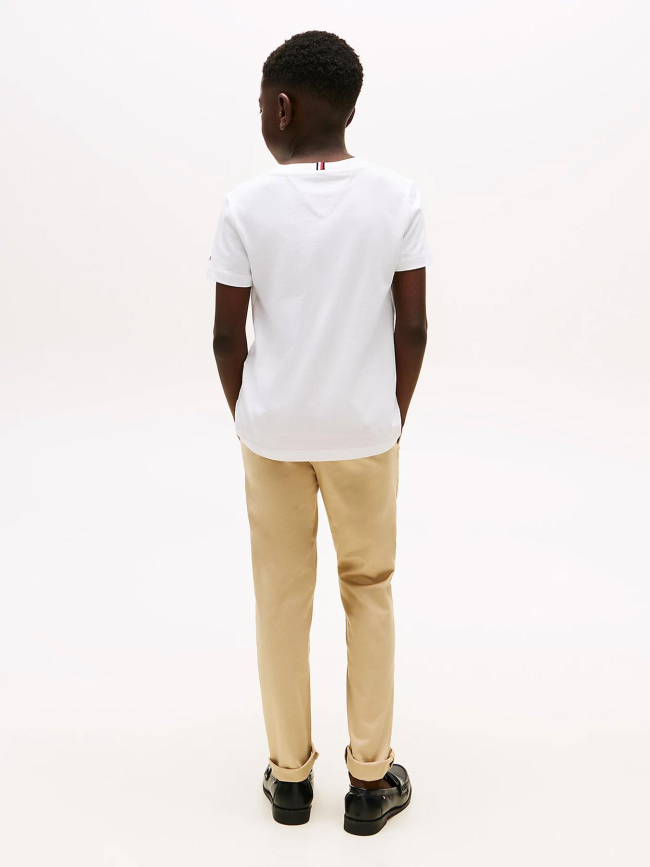 T-shirt à col ras-du-cou et logo signature blanc garçon - Tommy Hilfiger