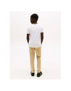 T-shirt à col ras-du-cou et logo signature blanc garçon - Tommy Hilfiger