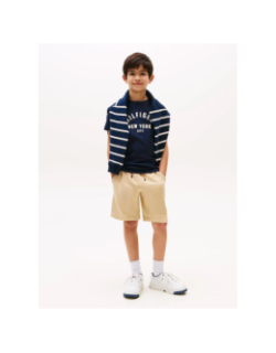 T-shirt à logo incurvé bleu marine garçon - Tommy Hilfiger