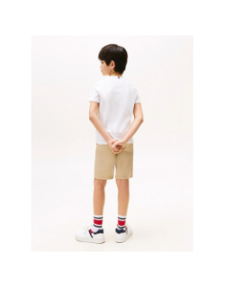 T-shirt logo incurvé blanc garçon - Tommy Hilfiger