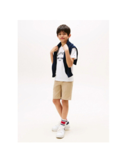 T-shirt logo incurvé blanc garçon - Tommy Hilfiger