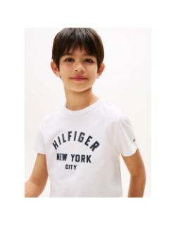 T-shirt logo incurvé blanc garçon - Tommy Hilfiger