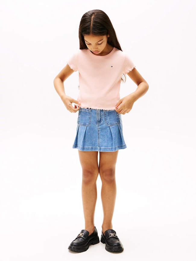 T-shirt côtelée a volants rose fille - Tommy Hilfiger