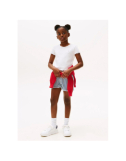 T-shirt extra slim à bordures à volants blanc fille - Tommy Hilfiger