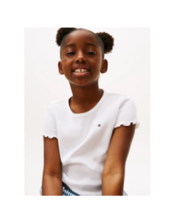 T-shirt extra slim à bordures à volants blanc fille - Tommy Hilfiger