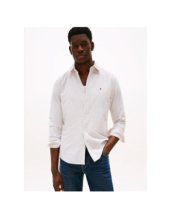 Chemise en coton oxford à rayures blanc et marron homme - Tommy Hilfiger