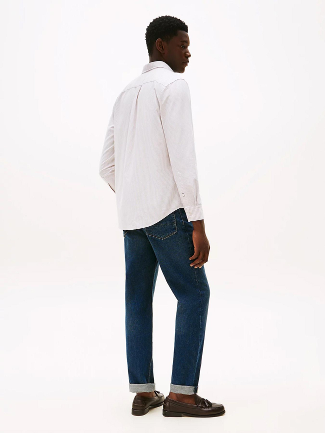 Chemise en coton oxford à rayures blanc et marron homme - Tommy Hilfiger