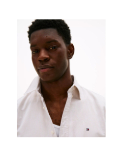 Chemise en coton oxford à rayures blanc et marron homme - Tommy Hilfiger