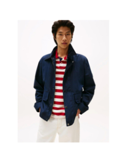 Veste déperlante à col en velours côtelé bleu homme - Tommy Hilfiger