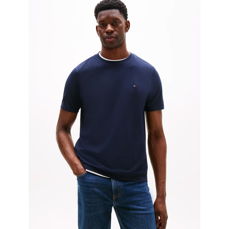 T-shirt à col ras-du-cou et drapeau brodé bleu homme - Tommy Hilfiger
