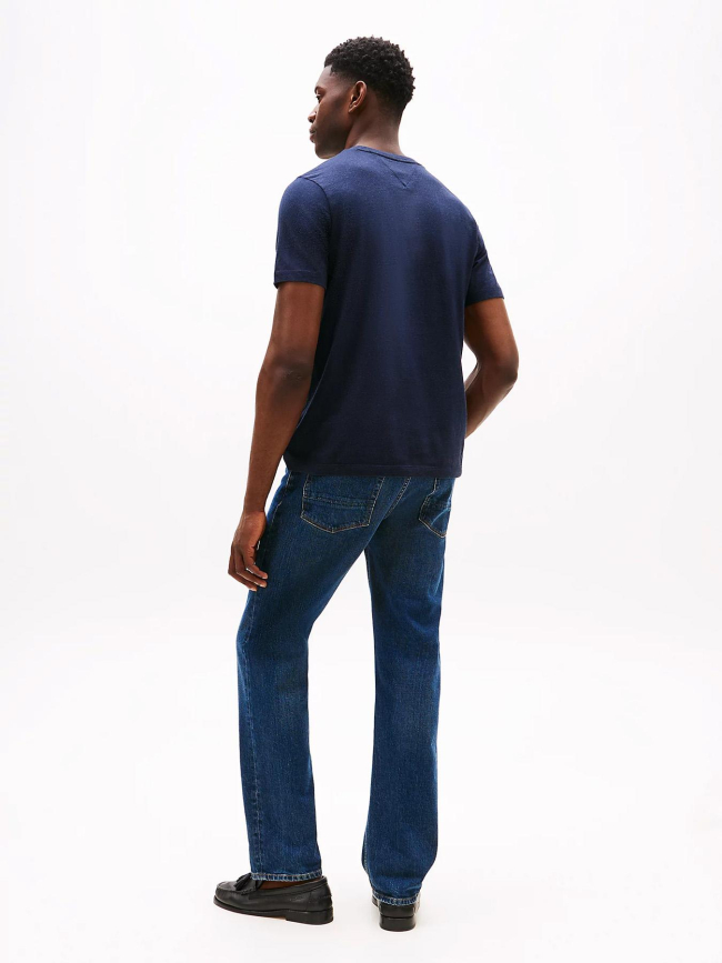 T-shirt à col ras-du-cou et drapeau brodé bleu homme - Tommy Hilfiger