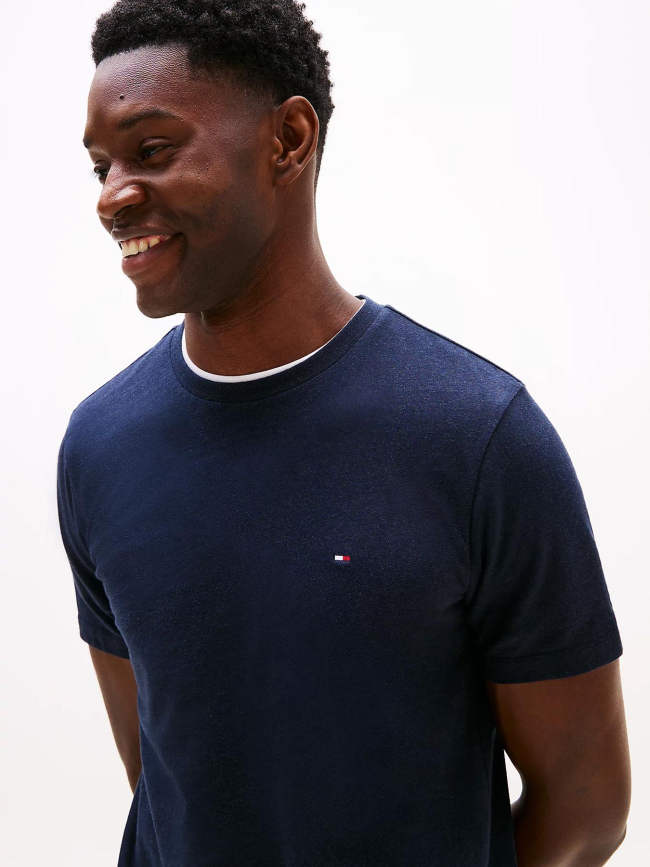 T-shirt à col ras-du-cou et drapeau brodé bleu homme - Tommy Hilfiger