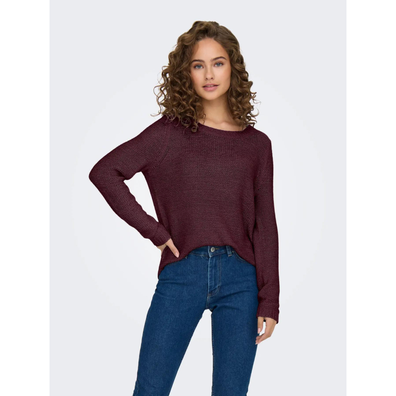 Pull en maille onlgeena bordeaux femme - Only