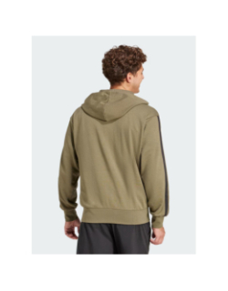 Sweat à capuche zippé 3 stripes ft fz kaki homme - Adidas