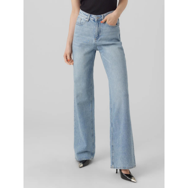 Jean taille haute wide fit vmtessa bleu clair femme - Vero Moda