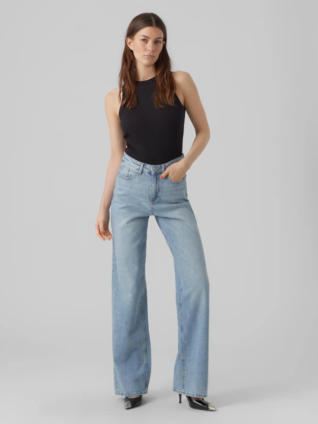 Jean taille haute wide fit vmtessa bleu clair femme - Vero Moda