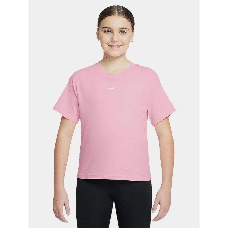 T-shirt à manches courtes boxy essential rose fille - Nike