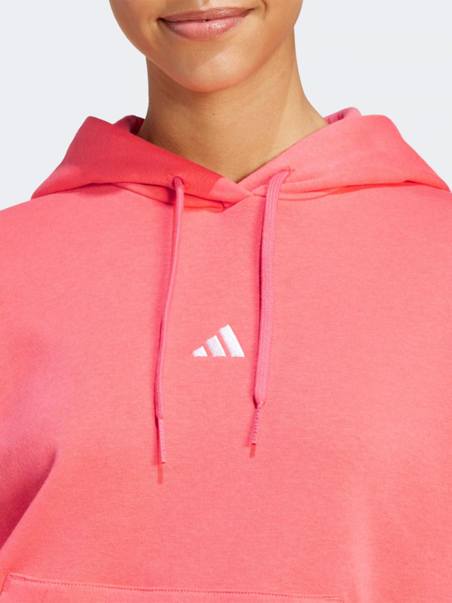 Sweat à capuche logo 3 bandes brodé rose femme - Adidas