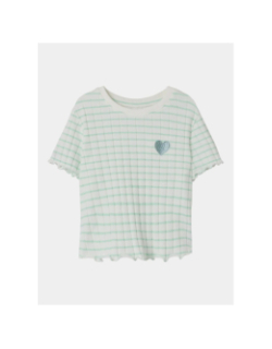 T-shirt crop nkflenilla à rayures blanc et vert fille - Name it