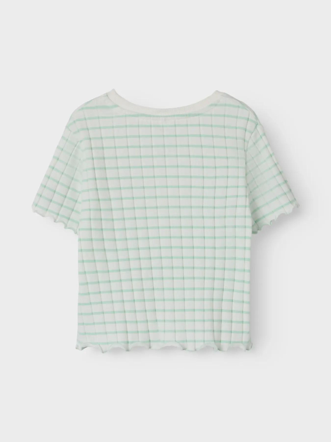 T-shirt crop nkflenilla à rayures blanc et vert fille - Name it