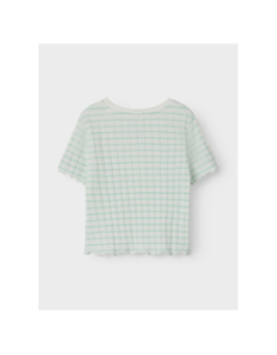 T-shirt crop nkflenilla à rayures blanc et vert fille - Name it