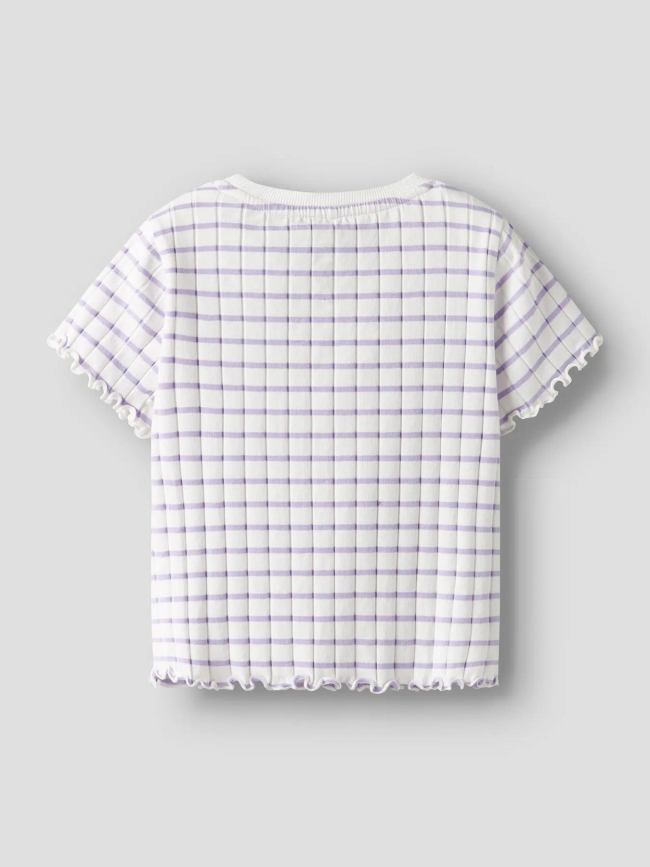 T-shirt crop à rayures nkflenilla blanc et violet fille - Name It