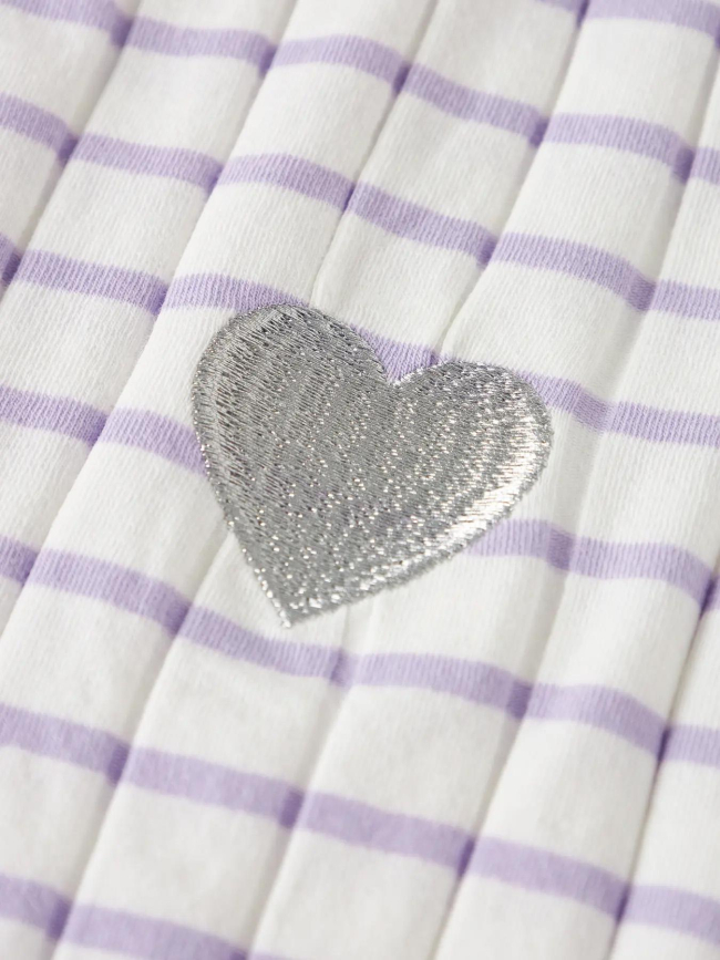 T-shirt crop à rayures nkflenilla blanc et violet fille - Name It