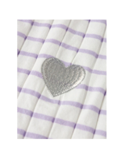 T-shirt crop à rayures nkflenilla blanc et violet fille - Name It