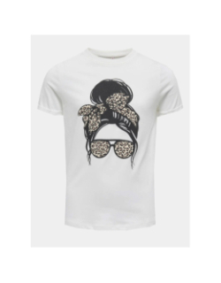 T-shirt à manches courtes kogemma léopard blanc fille - Only