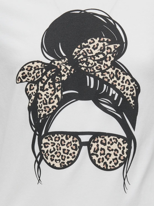 T-shirt à manches courtes kogemma léopard blanc fille - Only