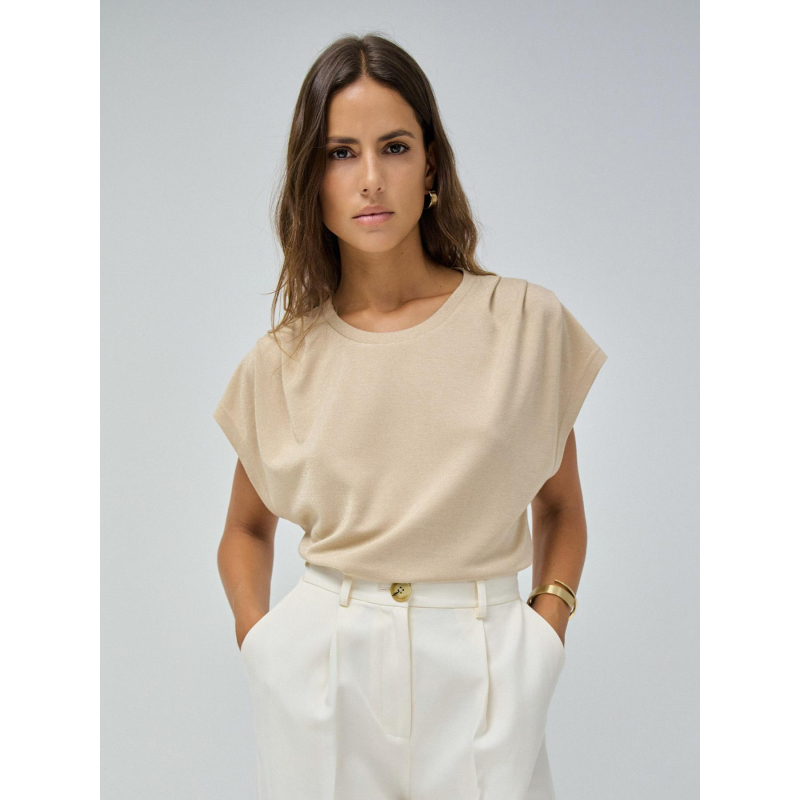 T-shirt avec maille dorée beige femme - Salsa