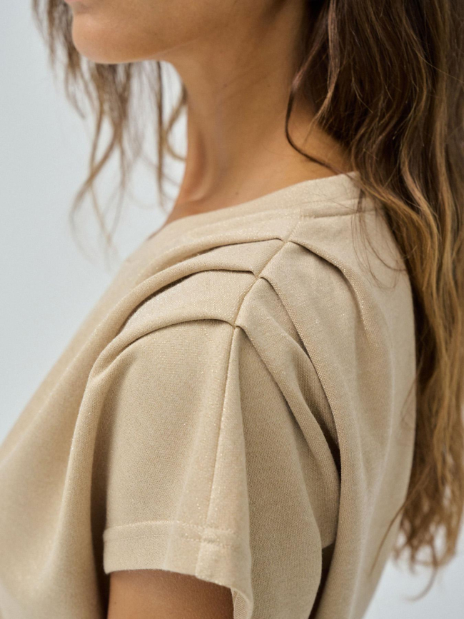 T-shirt avec maille dorée beige femme - Salsa
