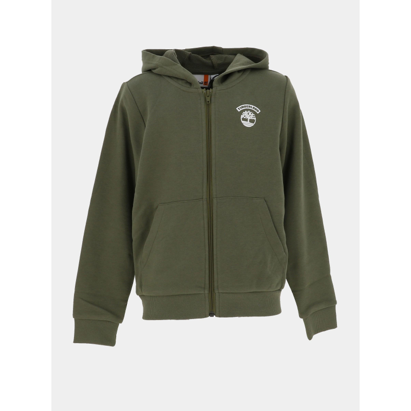 Sweat à capuche zippé en molleton kaki garçon - Timberland