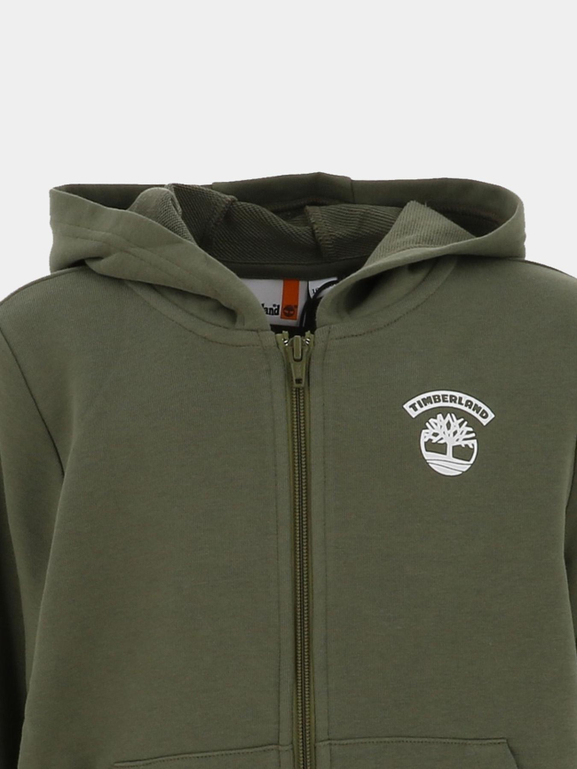 Sweat à capuche zippé en molleton kaki garçon - Timberland