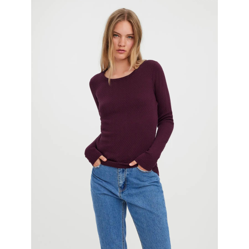 Pull en maille structuré vmcare bordeaux femme - Vero Moda