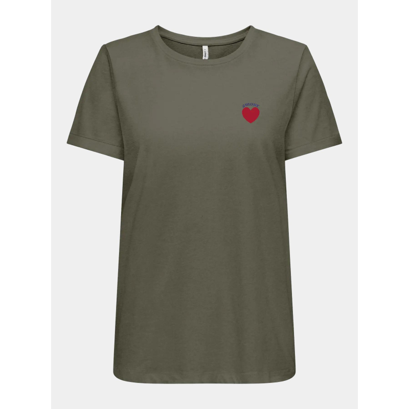 T-shirt alli frenchie kaki femme - Only