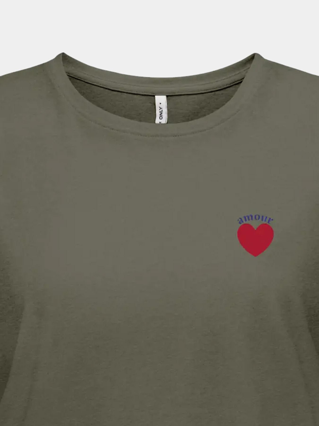 T-shirt alli frenchie kaki femme - Only