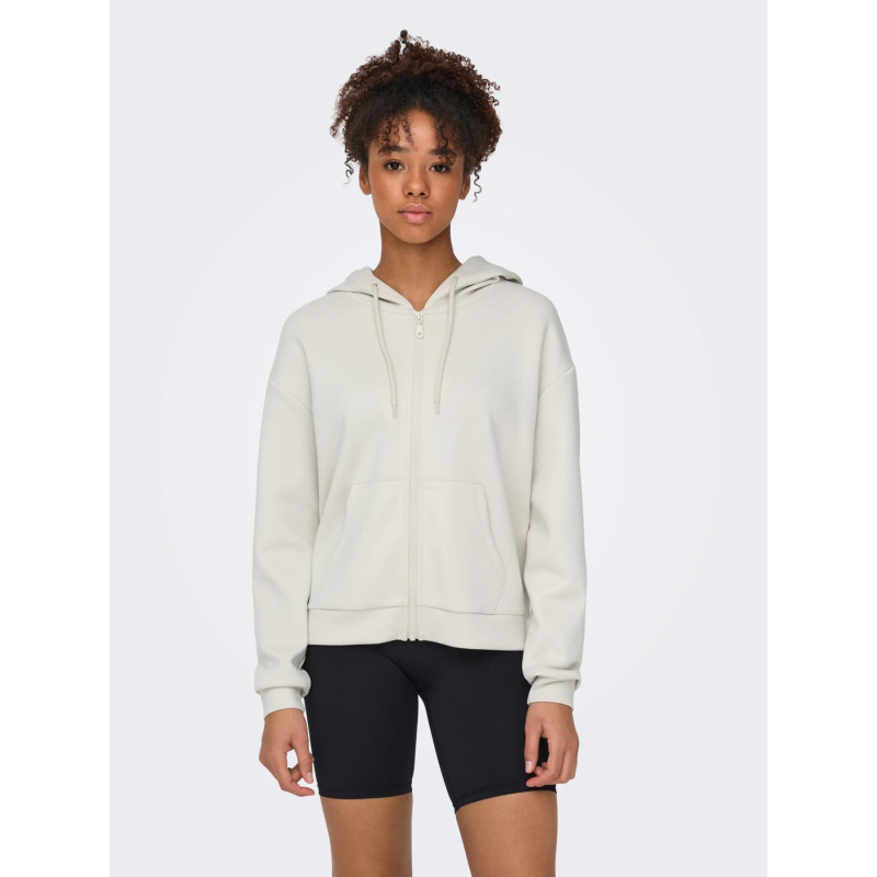 Sweat à capuche zippé onplounge life beige femme - Only