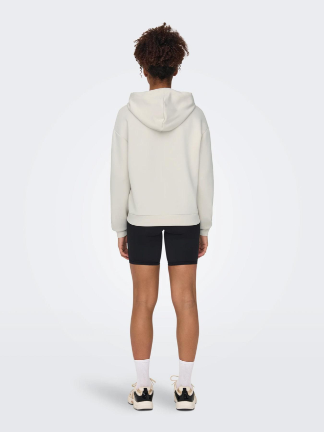 Sweat à capuche zippé onplounge life beige femme - Only