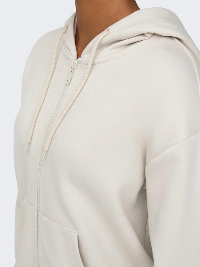 Sweat à capuche zippé onplounge life beige femme - Only