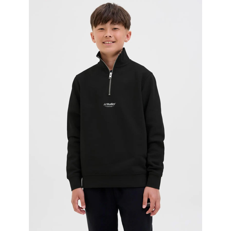 Sweat à col zippé jjesoho noir garçon - Jack & Jones