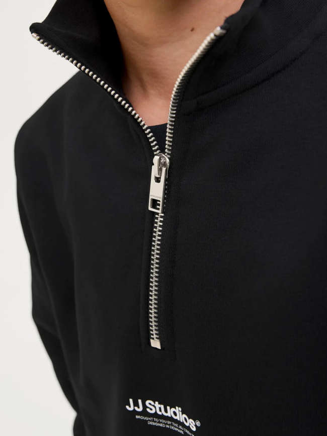 Sweat à col zippé jjesoho noir garçon - Jack & Jones