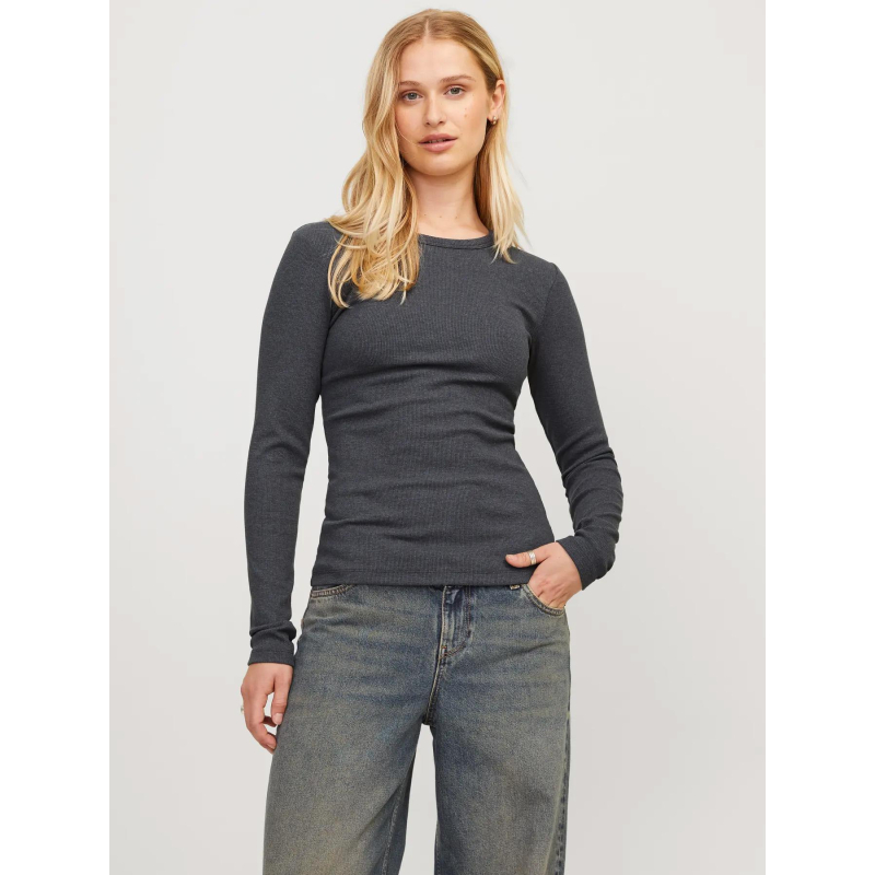 Top manches longues côtelé freya gris femme - Jjxx
