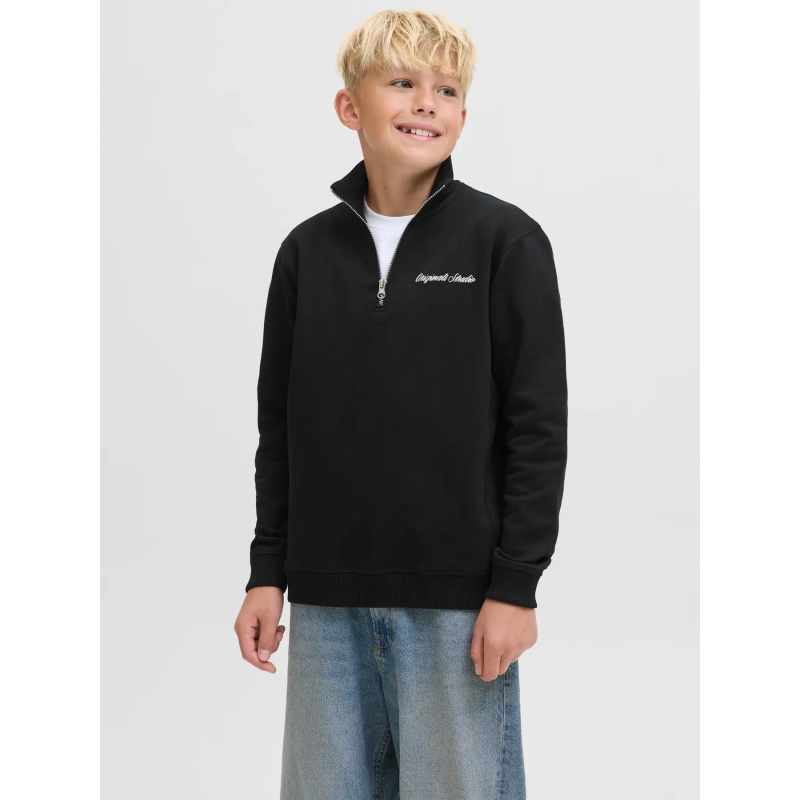 Sweat à col zippé jornorrebro noir garçon - Jack & Jones