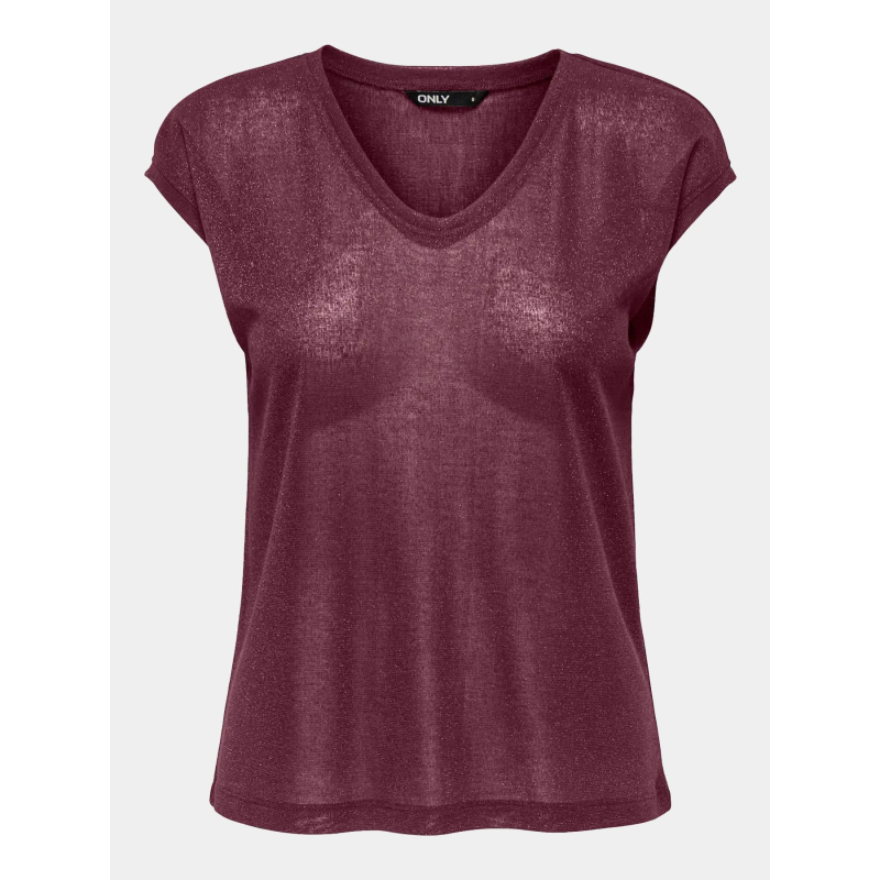 T-shirt à paillettes silvery bordeaux femme - Only