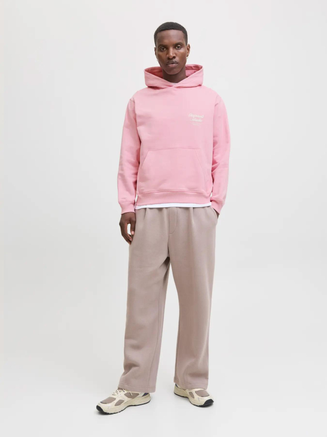Sweat à capuche jornorrebro typo rose homme - Jack & Jones